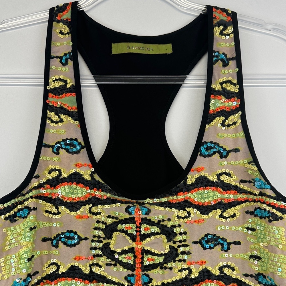 Rapsodia Sequin Kaleidoscope Print Racerback Tank Mini Dress XS - Picture 4 of 9